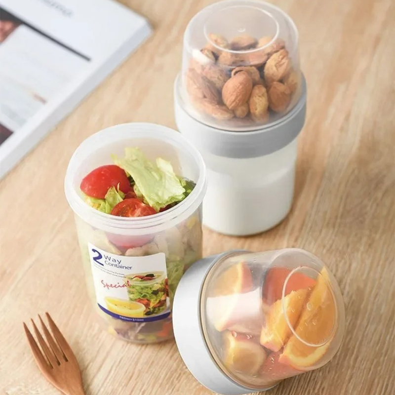 Meal Prep Yogurt Containers - Frühstück Haferflocken Müsli Nuss Joghurt Salat