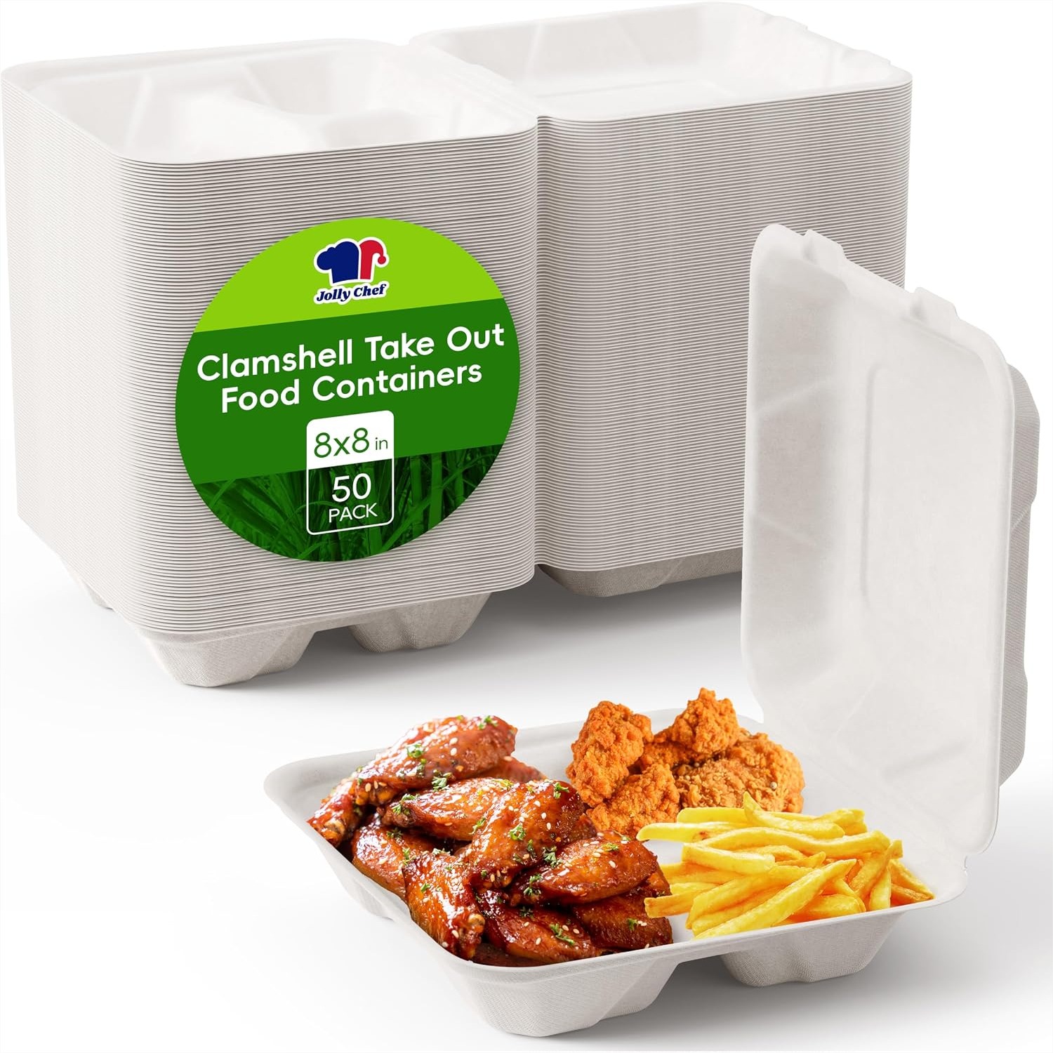 Meal Prep Restaurant - Einweg-Klappboxen für Essen zum Mitnehmen, 8x8