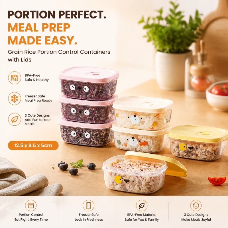 Meal Prep For Weight Loss - Lebensmittelechter Portionskontrollbehälter für Mehrkornreis zur Gewichtsreduzierung,