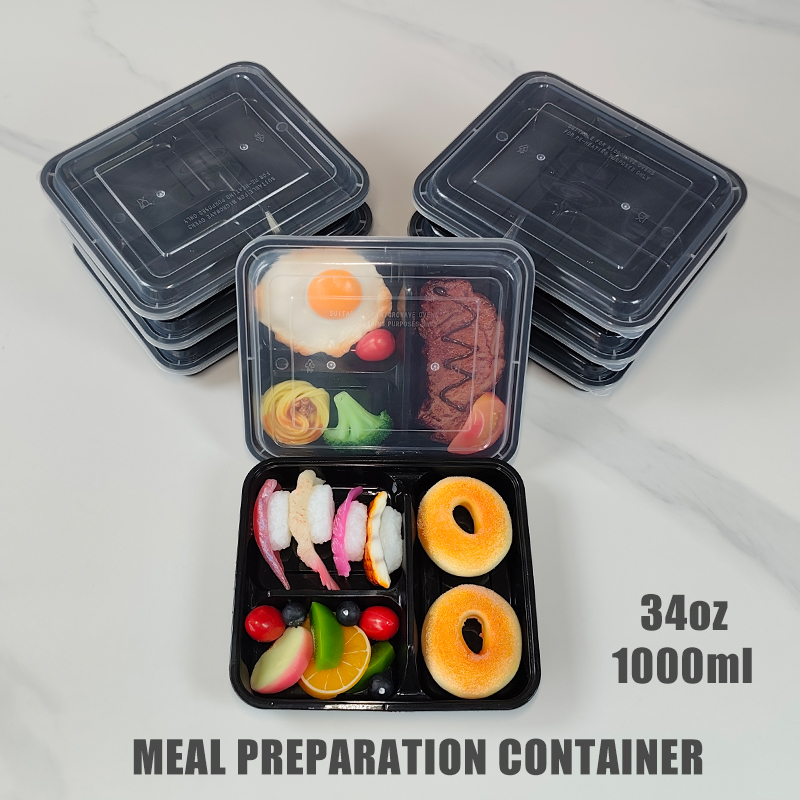 Meal Prep Ideas - 3-Fach-Unterteilte 34 Oz/1000 Ml, 12/35 Stück,