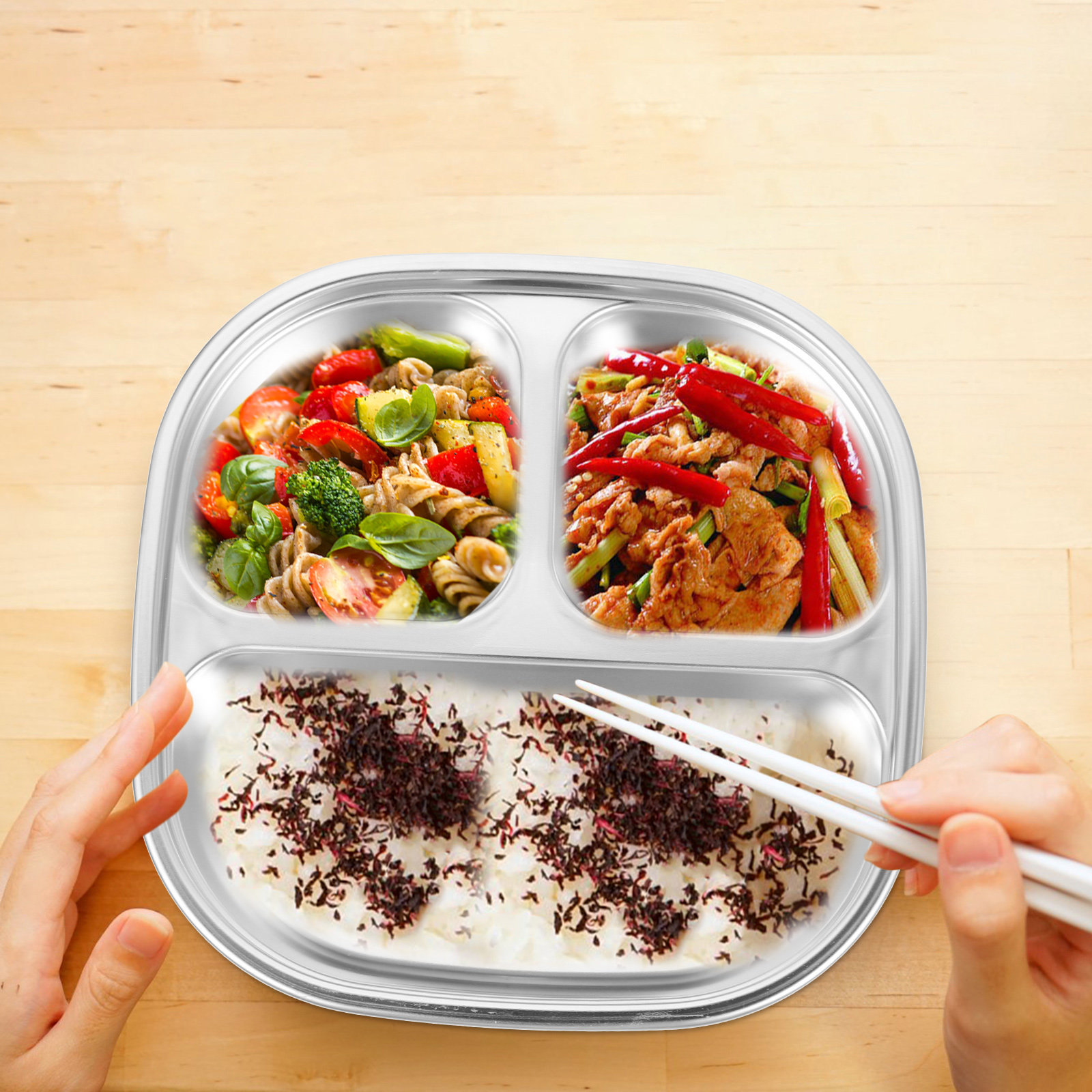304 Edelstahl-Teller mit mehre – Meal Prep Restaurant Bewertung und Preis