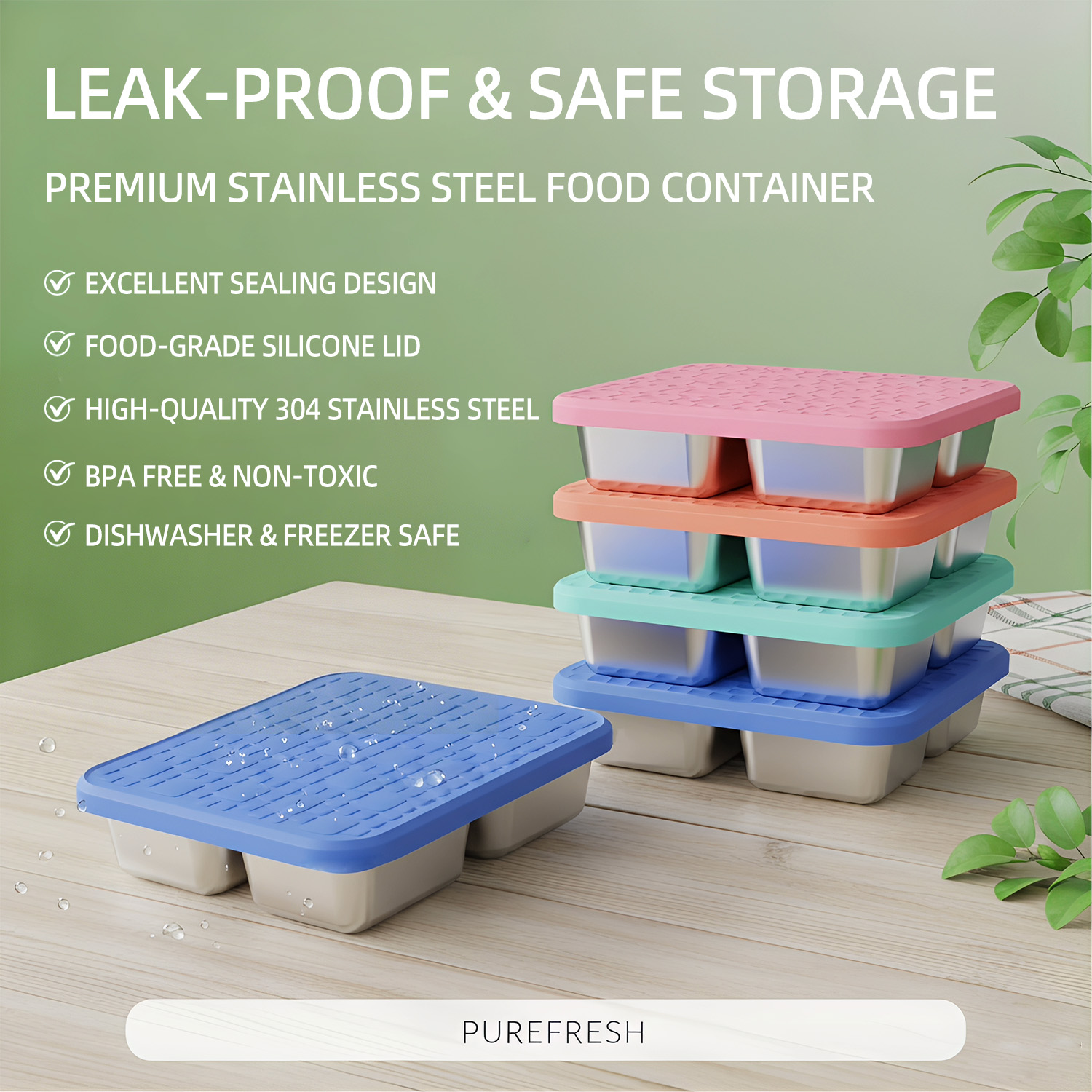 304 Edelstahl-Lunchbox mit 4 F – Meal Prep Lunch Bewertung und Preis