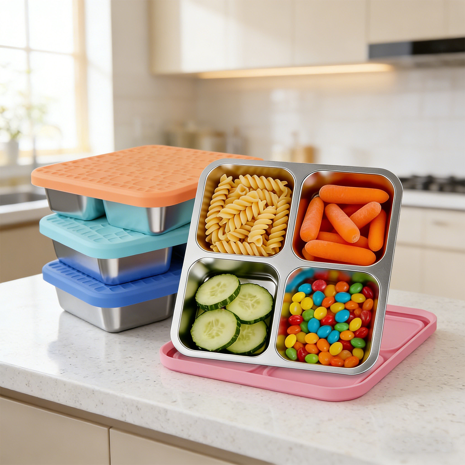 304 Edelstahl-Lunchbox mit 4 F – Meal Prep Lunch Bewertung und Preis